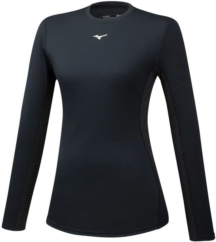 Mizuno - Crew T-shirt - Sportshirt - Zwart - Synthetisch - Lange Mouwen