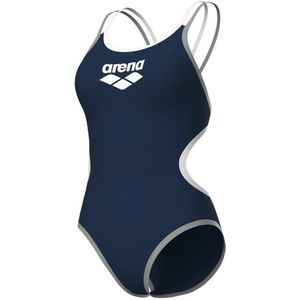 Arena - Badpak One Double Cross Back One Piece - Marineblauw-Wit-Zilver