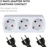 3-Weg Stopcontact - Wit - 250V - Met Aarding