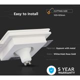 V-TAC - VT-866-SQ-G - LED Spots - Inbouwarmatuur - Wit - Mat Roségoud - GU10 - IP20