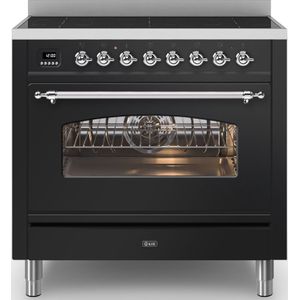 ILVE PI096NE3/BK fornuis 6-pits inductie fornuizen - kleur zwart zuinig energieklasse A+ - 90 cm breed inductiefornuis |