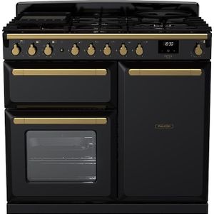 Falcon Estel Deluxe 100 gas fornuis 5-pits gas fornuizen - kleur zwart zuinig energieklasse A - 100 cm breed gasfornuis