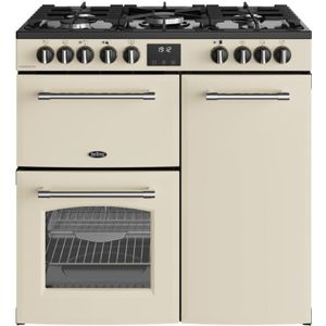 Belling FARMHOUSE 90DF CRM fornuis 5-pits gas fornuizen - kleur creme dubbele oven zuinig energieklasse A - 90 cm breed gasfornuis | .