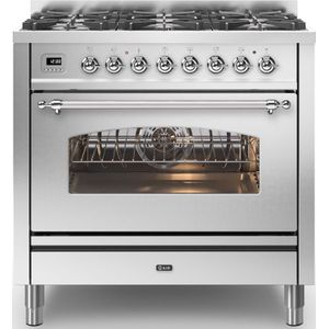 ILVE P096NE3/SS fornuis 6-pits gas fornuizen - rvs  zuinig energieklasse A+ - 90 cm breed gasfornuis |