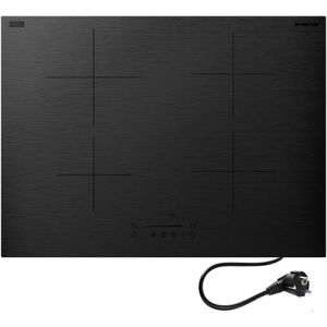 Inventum IKI7028MAT - Inbouw inductie kookplaat - 70 cm - 4 kookzones - 1- of 2-fase - Randloos - Matzwart