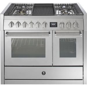 STEEL GQ10SF-4B fornuis 4-pits + bakplaat gas fornuizen - kleur in meerdere kleuren zuinig beide ovens A - 100 cm breed gasfornuis |