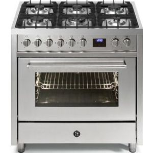 STEEL EP9F-6 fornuis 6-pits gas fornuizen - rvs  zuinig energieklasse A - 90 cm breed gasfornuis