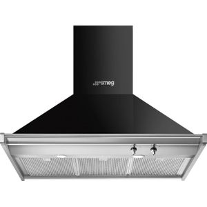 Smeg KD90HNE wand afzuigkap zwart, 90 cm. breed zuinig energieklasse A+ | .