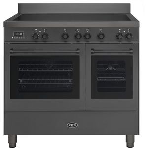 Boretti MLI94DMAT fornuis 4-pits inductie fornuizen - kleur antraciet dubbele oven zuinig energieklasse A - 90 cm breed inductiefornuis | 871577520228