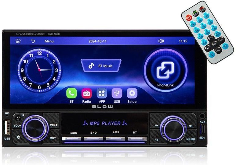 BLOW - AVH686B - Autoradio - 7 Inch Touchscreen - Bluetooth - USB C - CarPlay - Android Auto