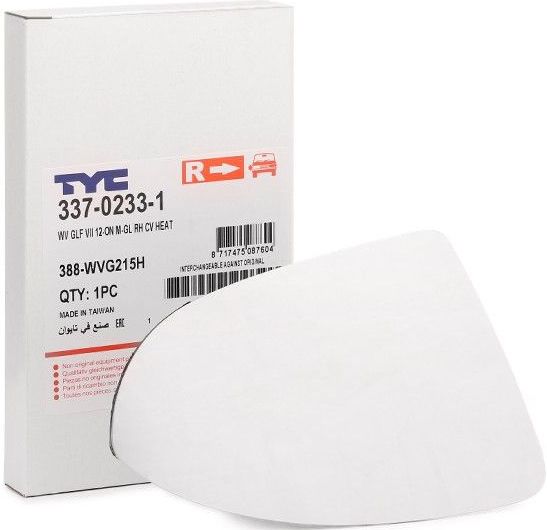 TYC Spiegelglas VW 337-0233-1 510857522,5G0857522 Dodehoekspiegel,Spiegelglas, buitenspiegel