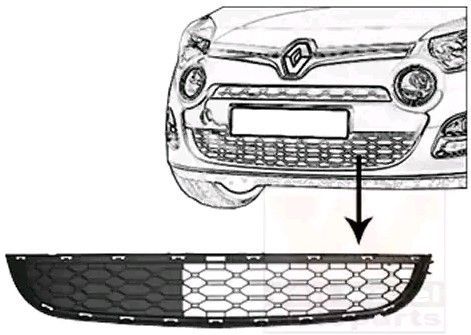 VanWezel 4372590 - Grille Prise D'air Inférieure - Voor Renault Twingo - 2012 tot 2014