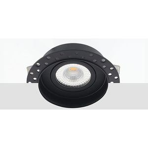 Bella Ondiepe LED inbouw 40mm trimless spot kantelbaar 5Watt rond ZWART IP65 dimbaar - interne driver