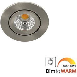 LED mini spot kantelbaar 5Watt rond NIKKEL IP65 dimbaar - dim to warm