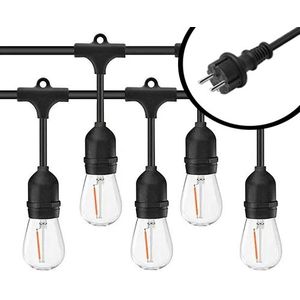 40m 2200K LED Prikkabel - IP65 Lichtsnoer Buiten - koppelbaar - inclusief 40x E27 lampen - Extra warm wit - Eco - Incl. Stekker