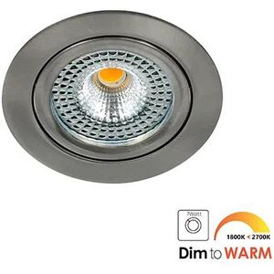 Bella Ondiepe LED spot kantelbaar 7Watt rond NIKKEL IP65 dimbaar - dim to warm - interne driver