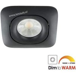 LED spot GU10 7Watt COB vierkant ZWART dimbaar