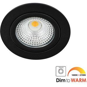 Bella Ondiepe LED spot kantelbaar 7Watt rond ZWART dimbaar - dim to warm