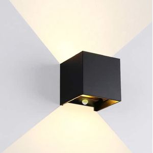 Qube PIR Bewegingssensor Wandlamp LED 6Watt ZWART 230Volt IP65