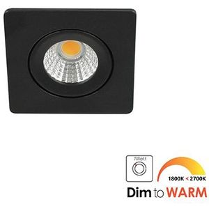 LED mini spot kantelbaar 5Watt vierkant ZWART IP65 dimbaar - dim to warm