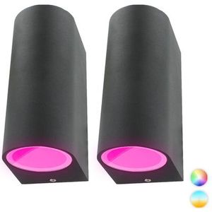 Set 2x Novo Smart LED schuttinglamp RGBW IP44 5Watt dimbaar rond up en down