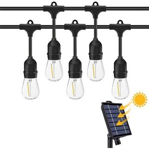 20m Solar LED Prikkabel - IP65 Lichtsnoer Buiten - Koppelbaar - Lampjes Slinger - inclusief 20x E27 lampen