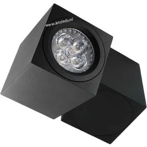 LED opbouwspot Malta 4Watt vierkant draaibaar ZWART dimbaar