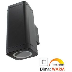 Wandlamp LED 2x7Watt ZWART 230Volt IP65 dimbaar