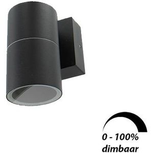 Wandlamp LED 1x6Watt ZWART 230Volt IP65 dimbaar