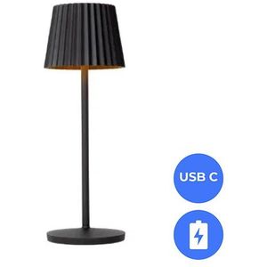Ribbel LED Tafellamp Oplaadbaar zwart - USB-C - Dimbaar
