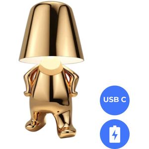 Oplaadbare LED Tafellamp - Denker - Dimbaar - USB-C - Golden Boy Ricky