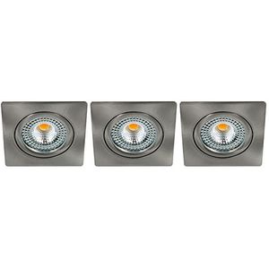 Set 3x Bella Ondiepe LED spot kantelbaar 5Watt vierkant NIKKEL dimbaar - interne driver