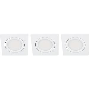 Set 3x Bella Ondiepe LED spot kantelbaar 5Watt vierkant WIT IP65 dimbaar - interne driver