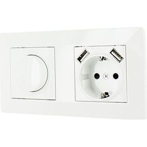Oslo LED dimmer en stopcontact met 2x USB combinatie compleet