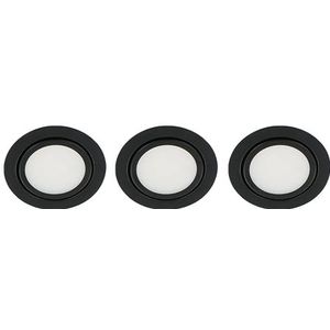 Set 3x Gusto LED keukenkast spot 3Watt rond ZWART dimbaar