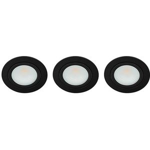 Set 3x Bella Ondiepe LED spot kantelbaar 5Watt rond ZWART IP65 dimbaar