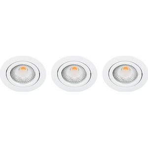 Set 3x Bella Ondiepe LED spot kantelbaar 5Watt rond WIT dimbaar