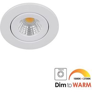 LED mini spot kantelbaar 5Watt rond WIT IP65 dimbaar - dim to warm