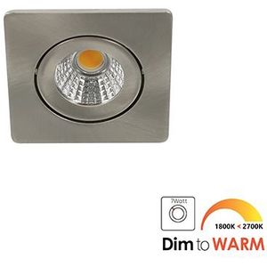 LED mini spot kantelbaar 5Watt vierkant NIKKEL IP65 dimbaar - dim to warm