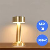 Tafellamp Goud - 3 Kleurenstanden - Touch lamp - Nachtlamp - Draadloos - USB-C - Dimbaar - Emilie