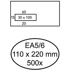 Envelop Quantore 110x220mm venster 3x10cm links zelfkl 500st