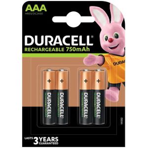 Duracell Rechargeable AAA 750mAh batterijen - 4 stuks