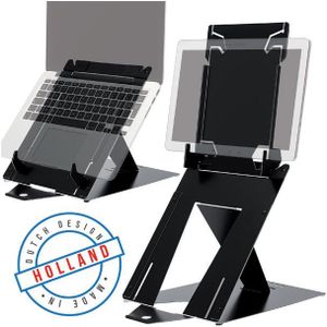 R-Go Riser Duo Tabletstandaard en Laptopstandaard Verstelbaar Zwart