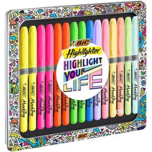 Markeerstift Bic grip Highlight your life assorti blik à 15 stuks