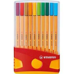 Fineliner STABILO point 88 ColorParade rollerset geel/rood fijn assorti etui à 20 stuks