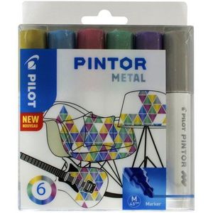 Verfstift Pilot Pintor metallic medium assorti etui à 6 stuks