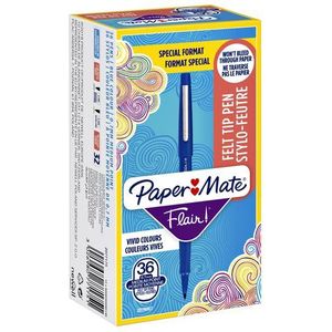 Fineliner Paper Mate Flair Original medium blauw valuepack à 36 stuks