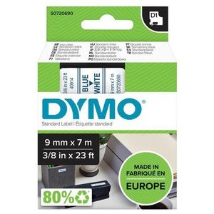Labeltape Dymo LabelManager D1 polyester 9mm blauw op wit