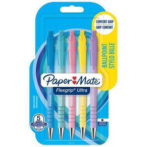 Balpen Paper Mate Flexgrip drukknop pastel schrijfkleur zwart