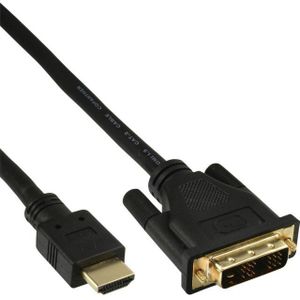 Kabel inline hdmi dvi 18+1 pin m/m 2 m zwart | 1 stuk